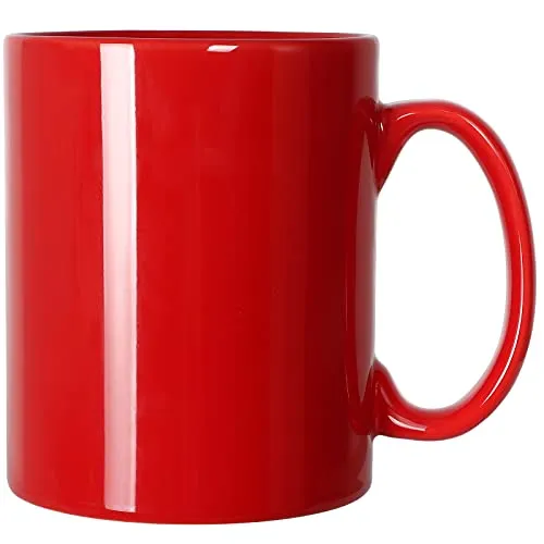 Smilatte 600ml Extra große Keramik Kaffeetasse, M017 Classic Porzellan Boss Super Gross Tasse Big Teetasse mit Griff für Büro und Zuhause, Rot