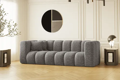 Kaiser Möbel Couch Grand, Grau, 3-Sitzer, Modular, 230x70x91 cm - Modulares Sofa Grand in Grau – zeitloses Design trifft auf hohen Komfort. Der hochwertige Veloursstoff und die flexible Bauweise passen sich jedem Wohnstil an und bieten langlebigen Sitzkomfort.