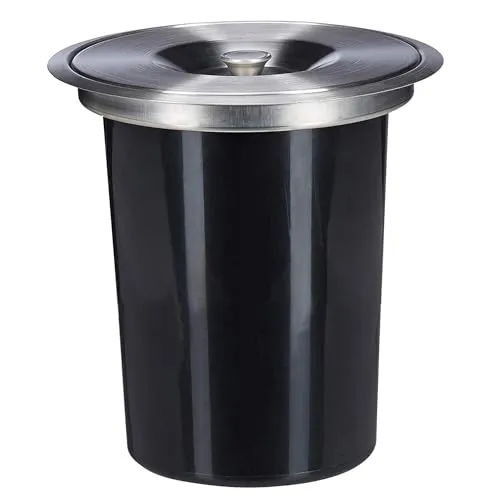 WELL HOME Mülleimer für Arbeitsplatten, Edelstahl-Deckel, 5 l, Schwarz - Praktischer Mülleimer für die Küchenarbeitsplatte mit 5 l Fassungsvermögen und edlem Edelstahl-Deckel. Stabil und platzsparend, ideal für moderne Küchen.