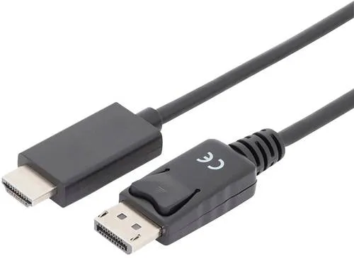 Digitus DisplayPort / HDMI Adapterkabel DisplayPort Stecker, HDMI-A Stecker 1.00m Schwarz AK-340303-010-S dreifach geschirmt