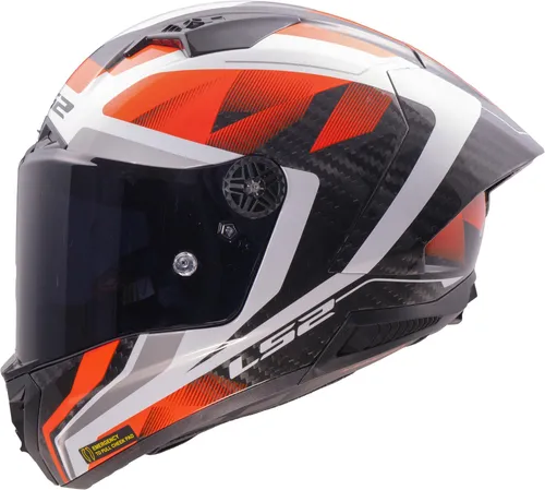 LS2 FF805 Thunder GP Raute Carbon Helm, weiss-rot, Größe L - Motorradhelm mit kratzfestem Max Vision Visier und atmungsaktivem Innenfutter für optimalen Komfort und Sicherheit auf jeder Fahrt.