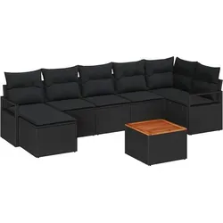 vidaXL Garten-Sofa-Set 8 pcs Schwarz Poly Rattan - Elegantes Gartenmöbel-Set aus robustem Poly-Rattan, ideal für jeden Außenbereich. Verstellbare Füße und ergonomisches Design sorgen für Komfort und Anpassungsfähigkeit.