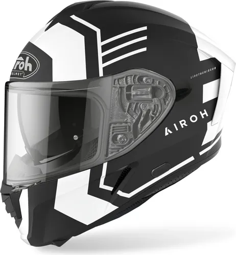 Airoh Spark Thrill Helm, schwarz matt, XL (61/62) - Motorradhelm mit aggressivem Design, extra breitem Visier und integrierter Sonnenblende für optimalen Fahrkomfort und Sicherheit.