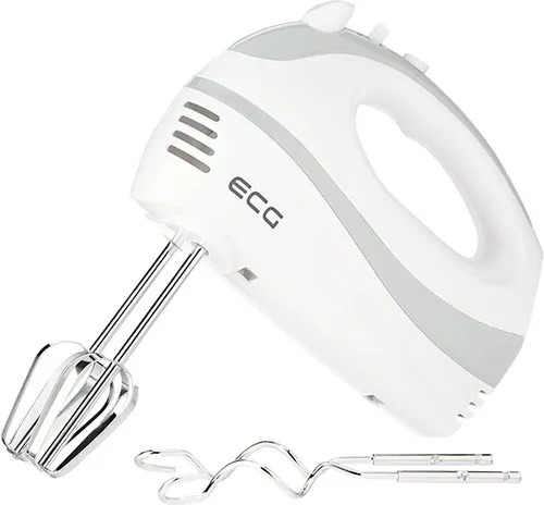 ECG RS 200 | Handmixer | 5 Geschwindigkeitsstufen | TURBO-Taste | 2 Quirle und 2 Knethaken | 200 W | Weiß/Grau |