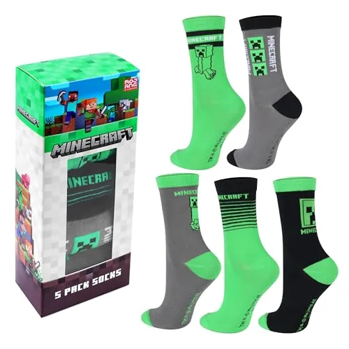 Minecraft Socken 3er Set Creeper Design für Jungen in grün von Minecraft