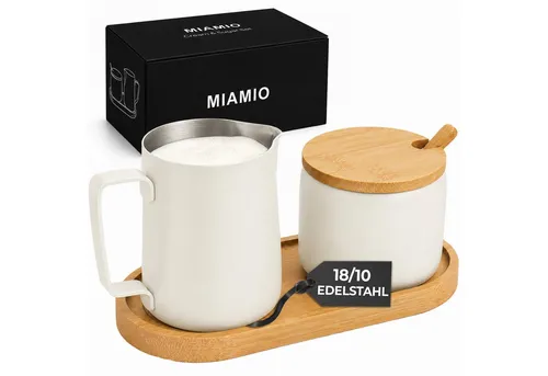MiaMio Milch- und Zuckerset mit Serviertablett, Edelstahl (5-tlg)