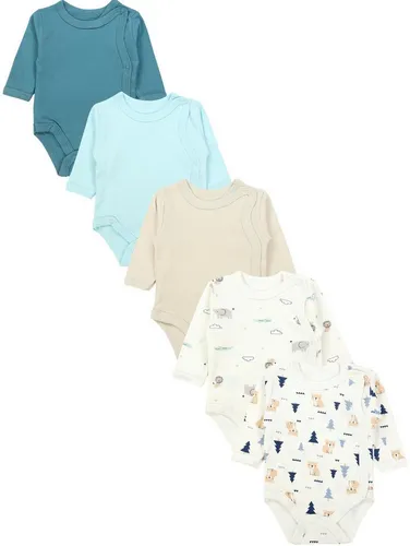 TupTam Wickelbody 5er Pack für Babys - Beige, Blau & Bunt - Weicher Langarm-Wickelbody aus 100% Baumwolle, ideal für die zarte Babyhaut. Praktischer 5er Pack in ansprechenden Farben für jeden Tag.