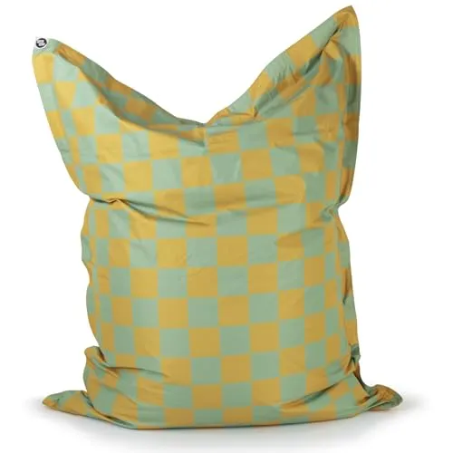 Lumaland XXL-Sitzsack Karo 380L senfgelb/pastellgrün von Lumaland