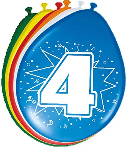 LUFTBALLONS FÜR DEN 4.GEBURTSTAG bunt gemischt 8