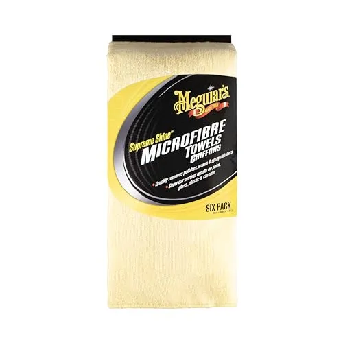 Meguiar's Supreme Shine Mikrofasertücher 6 Stück, Poliertuch Auto, Ultraweiches Mikrofasertuch, Saugstark und Lackschonend, Waschbar, Autopflege ohne Streifen – Microfiber Towels X2035EU - 6er Pack