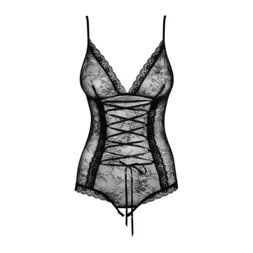 Obsessive Body-Ouvert OB Slevika Teddy - Schwarz (L/XL, S/M, XXL) - Verführerischer Body-Ouvert aus 82% Polyamid und 18% Elasthan, ideal für besondere Anlässe. Perfekt für einen sexy Look in L/XL, S/M oder XXL.