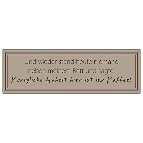 Interluxe Schild Metallschild - Und Wieder Stand Heute niemand neben Meinem Bett - Schilder mit lustigen Sprüchen Dekoschild Spruchschild