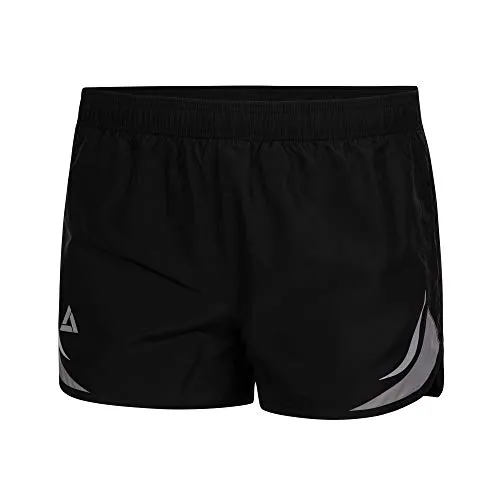 Airtracks Herren Funktions Laufhose Kurz Comfort Line Laufshorts Kurze Hose Sporthose für Männer Jogginghose Atmungsaktiv Schnelltrocknend S M L XL XXL XXXL XXXXL 3XL 4XL - schwarz-grau - M