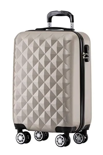 BEIBYE Zwillingsrollen 2066 Hartschale Trolley Koffer Reisekoffer Gepäck M-L-XL-Set (Champagner, M)