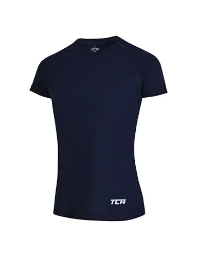 TCA Sportshirt Damen - Yoga Shirt für Frauen - Sport Tshirt Damen Fitness - Funktionsshirt Laufshirt Sport T-Shirt - Sportbekleidung lang und locker - Dunkelblau, XL