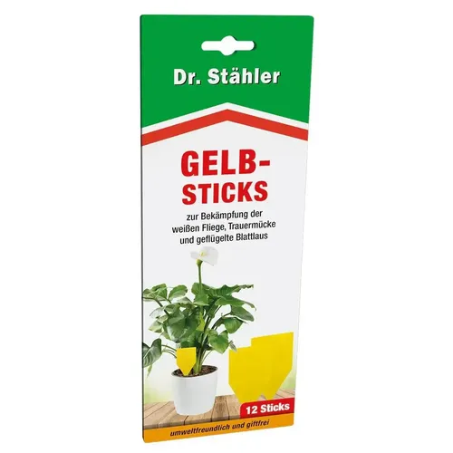 Dr. Stähler Gelb-Sticks 12 Stück weißen Fliege Trauermücke und geflügelten Blatt