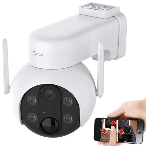 7links Akku Kamera: Außen-Pan-Tilt-IP-Überwachungskamera mit 2K, Akku, WLAN & App, IP66 (Outdoor Überwachungskamera, Ueberwachungskamera, Camera)