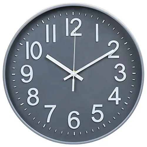 Esteopt Wanduhr, 30,5 cm, leise, Nicht tickend, Moderne Wanduhren, batteriebetrieben, für Büro, Zuhause, Badezimmer, Küche, Schlafzimmer, Schule, Wohnzimmer, Grau