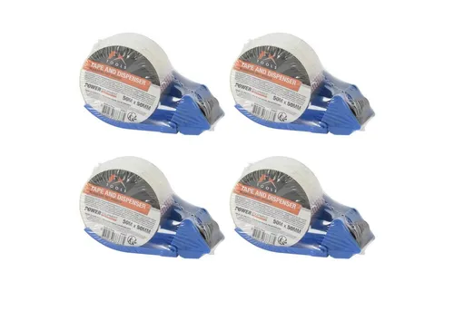 HAC24 Klebeband Ergonomischer Handabroller für Paketbänder Packband Abroller (4-St) 16,5 x 4,8 cm Inkl. Klebeband 50 m x 50 mm