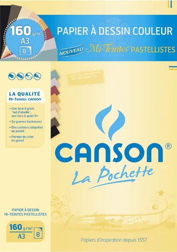 CANSON Künstlerpapier Mi Teintes DIN A3 leuchtende Farben 8 Blatt