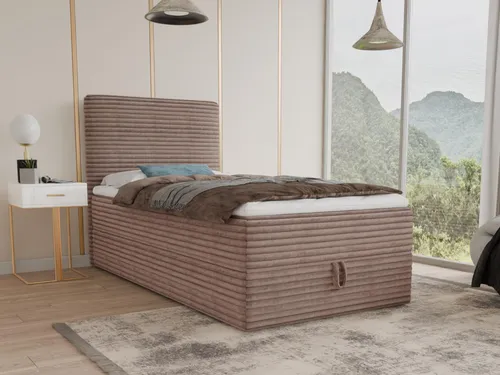 Boxspringbett Mollo Mini – Einzelbett mit Bettkasten und Topper - Betten mit praktischem Bettkasten zur Aufbewahrung und hochelastischem Topper für optimalen Liegekomfort – ideal für ein ordentliches Schlafzimmer.