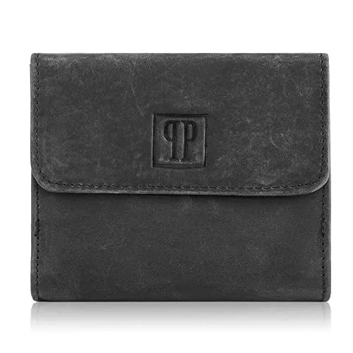 Geldbörse Damen Leder klein Vintage Paolo Peruzzi T-11 schwarz