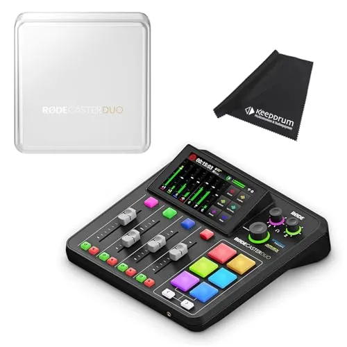 RØDE Rode Rodecaster Duo Mischpult mit Abdeckung und Tuch - Mischpult für Podcaster und Streamer, bietet Dual USB Audio Interface, rauschfreie Vorverstärker und 7 frei belegbare Kanäle für individuelle Konfiguration.