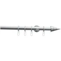 GARDINIA 5815 Gardinenstangen Set Kegel 1-Lauf Ø 20 mm - Einzelfensterstangen, stilvolles Komplettset mit edelstahl-optik für einfache Montage und wohnliche Atmosphäre.
