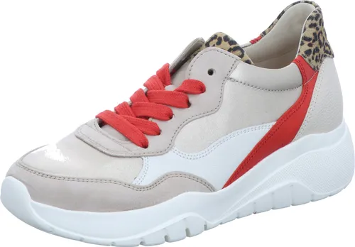 Gabor Damen Low-Top Sneaker – Beige-Flame-Kombi - Damen-Sneaker aus Glattleder mit flacher Leichtzellsohle, ideal für den Alltag und bequem für jeden Schritt.