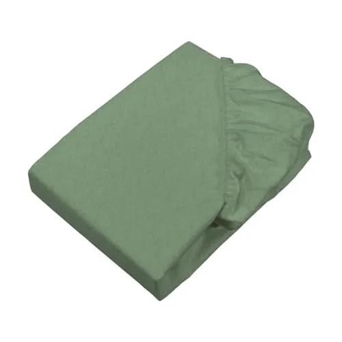 sleepling Biber Spannbetttuch Melange, Feinbiber Spannbettlaken, Made in Germany, Matratzen bis 23 cm Höhe, Rundum Gummizug, Ökotex, waschbar 60 Grad, 90 x 200, salbeigrün meliert