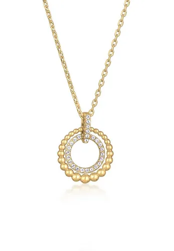 Elli Kette mit Anhänger Kreis Kristalle Silberfarben für Damen - Elegante Halskette mit handgefertigtem Anhänger in glänzendem Design. Ideal für jeden Anlass und ein stilvolles Accessoire, das Ihre Outfits perfekt ergänzt.