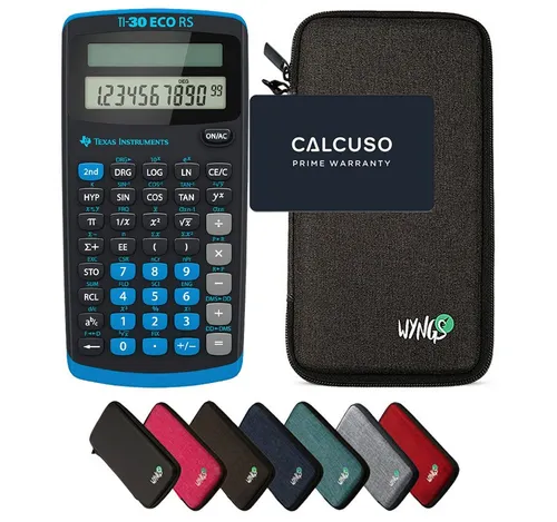 Texas Instruments TI-30 ECO RS Taschenrechner mit WYNGS Schutztasche - Taschenrechner mit 134 Funktionen, Solarbetrieb und klar gegliederter Tastatur. Inklusive robuster WYNGS Schutztasche für optimalen Schutz und Sicherheit.