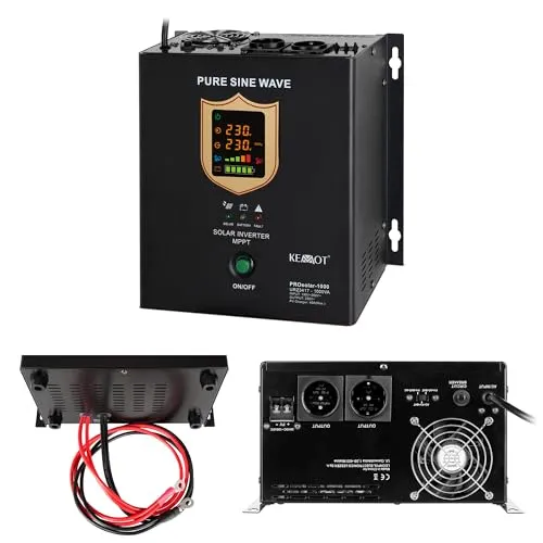 KEMOT URZ3417 Solarwechselrichter 700 W - Solarinverter für die Umwandlung von Gleich- in Wechselspannung, bietet effiziente MPPT Solarladetechnik und umfassende Schutzfunktionen für sichere Nutzung.