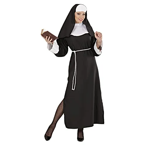 W WIDMANN MILANO Party Fashion Kostüm Nonne XL - Kostüm-Outfits für Erwachsene, sexy Nonne mit Beinschlitz für einen verführerischen Look, inklusive Gewand, Gürtel und Haube.