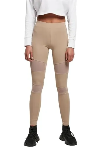 Urban Classics Damen Ladies Tech Mesh Leggings Leggings, Softtaupe, 3XL