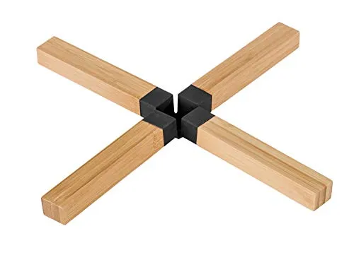 WENKO 54520100 Topfuntersetzer Kreuz Bambus, schwarz/braun