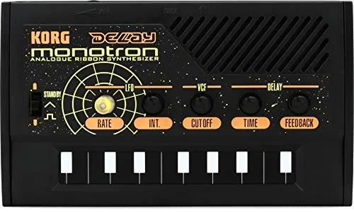 Korg DKO Monotron-Verzögerungs-Miniatur-Synthesizer Schwarz - Tabletop-Synthesizer mit analogem Space-Delay für kreative Echoeffekte und einem originalen Analogfilter aus den legendären MS-10 und MS-20 Modellen.