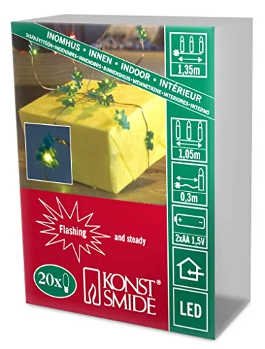 Konstsmide LED Dekolichterkette, Bäume, Blinklicht, 20 grüne Dioden, batteriebetrieben, Innen, 2 x AA 1.5V (exkl.) - 1268-900