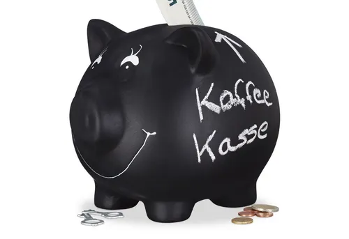 relaxdays Spardose 2 x Sparschwein zum Beschriften