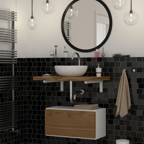 ML-Design 2er Set Wandkonsole L-Form für Waschtisch - Badezimmerablagen & -regale – Hochwertige, pulverbeschichtete Wandkonsolen in L-Form für eine einfache Montage und edles Design. Ideal für Waschtische und Regale.