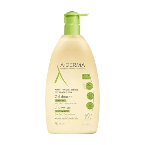 A-Derma Les Indispensables - Gel Doccia Surgras 750ml - Sanfte Waschlotion für die tägliche Hautreinigung. Ideal für empfindliche Haut, pflegt und reinigt sanft ohne auszutrocknen.