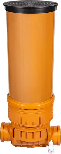 Revisionsschacht DN 400/200 mit Rückstauklappe - Komplettset für Baudrainagen: inkl. Schachtboden, Rohr und Deckel. Ideal bei Rückstaus, belastbar bis 1,5 Tonnen und einfache Installation dank Gleitmittel.