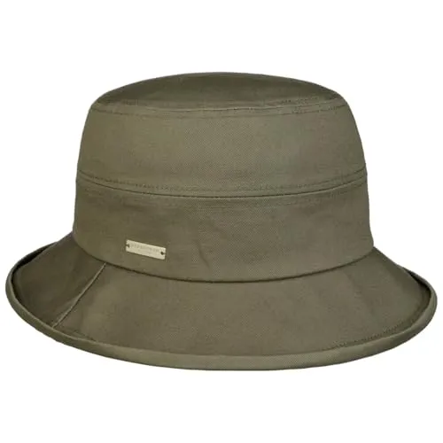 Seeberger Plain Bucket Stoffhut mit UV-Schutz Sonnenhut Sommerhut Damenhut Fischerhut Damen - Futter Frühling-Sommer Sommer - One Size Oliv