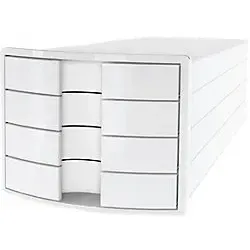 HAN Schubladenbox IMPULS weiß 1012-12, DIN C4 - 4 praktische Schubladen mit Auszugssperre für sicheren und ordentlichen Stauraum