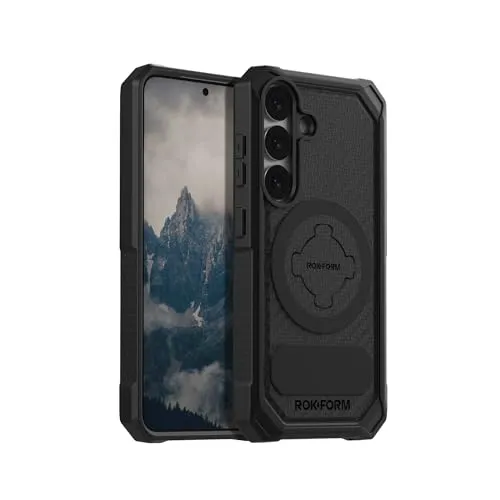 Rokform Robuste Schutzhülle kompatibel mit Galaxy S25, magnetische Hülle mit Drehverschluss, sturzgeprüfte Rüstung (Schwarz)
