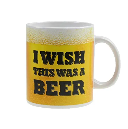 Out of the blue OOTB 78/8189 Porzellan-Becher, I Wish This was A Beer, Porzellan, Gelb, 15 x 12 x 14.2 cm, 1 Einheiten