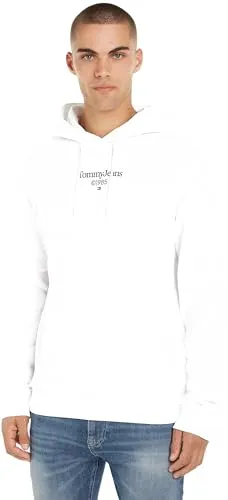 Tommy Jeans Herren Hoodie mit Kapuze, Weiß (White), XXL