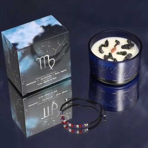  Sternzeichen Kristallkerze Jungfrau - 320g mit Edelsteinarmband 52,97 EUR/kg