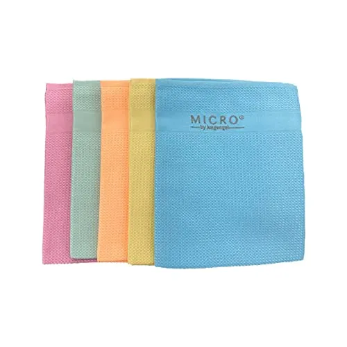 Micro by Jungengel Vegane Mikrofasertücher 5 Stück | Profiline Reinigungstücher | Universelle Premium Allzwecktücher | Haushalt, Bad, WC, Büro, Auto, Glas | Streifenfreier Glanz | Putztücher 42x68cm