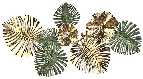 Kobolo Metallbild 3D - VERDURE - Wanddekoration in Gold und Grün - Das Kobolo Metallbild VERDURE vereint Kunst und Natur. Die elegante Kombination aus goldenen und grünen Blättern bringt Lebendigkeit in jeden Raum. Ideal für Wohnzimmer und Flur – ein echter Blickfang mit individuellem Charakter.